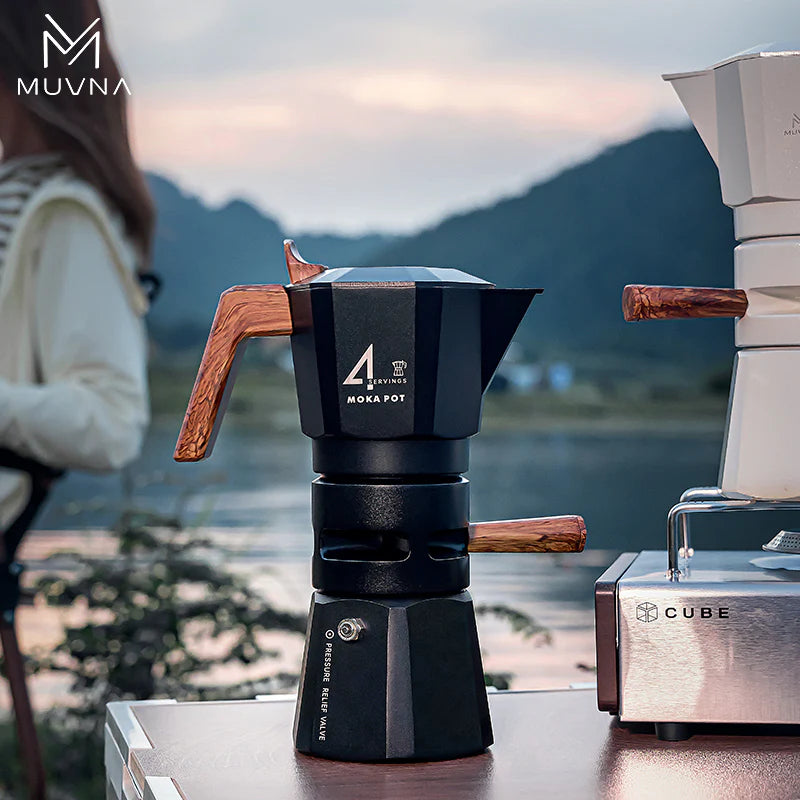 Muvna Thermo-Control Dual Valve Moka Pot (2 šálky) - Čierna
