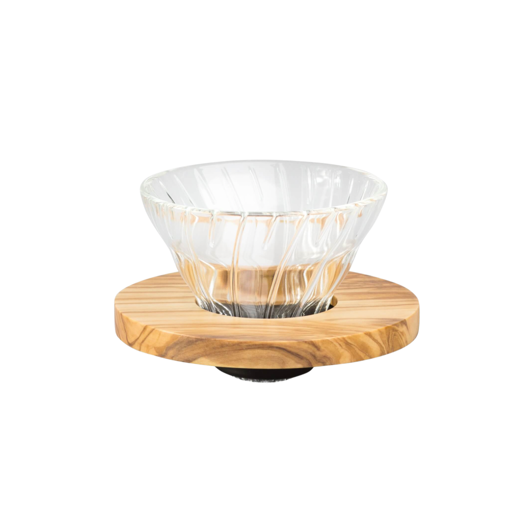 Hario V60-01 dripper - Sklo/Drevo - Olive