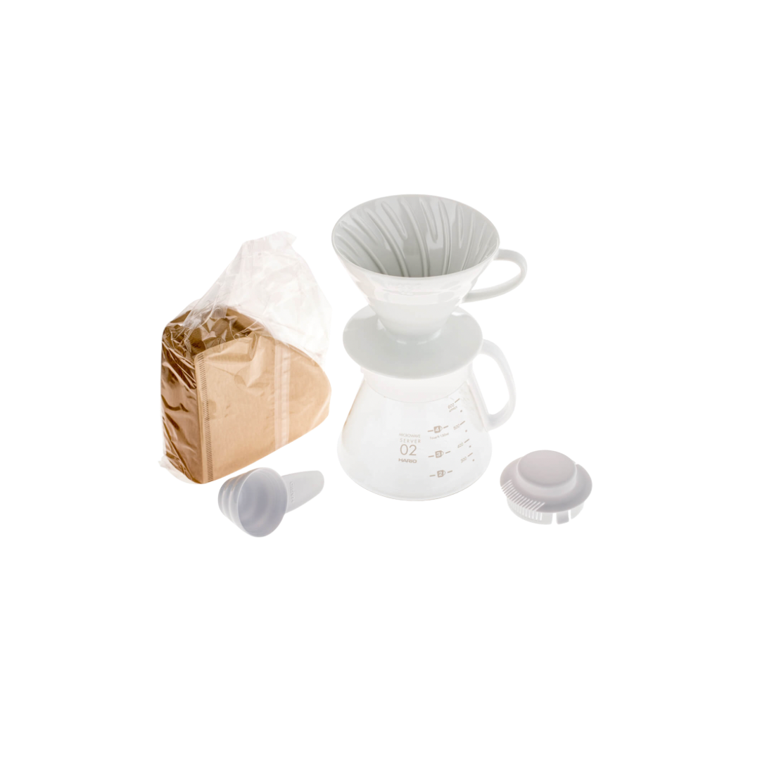 Hario V60-02 - Pour Over Kit - Keramický - Biely Set