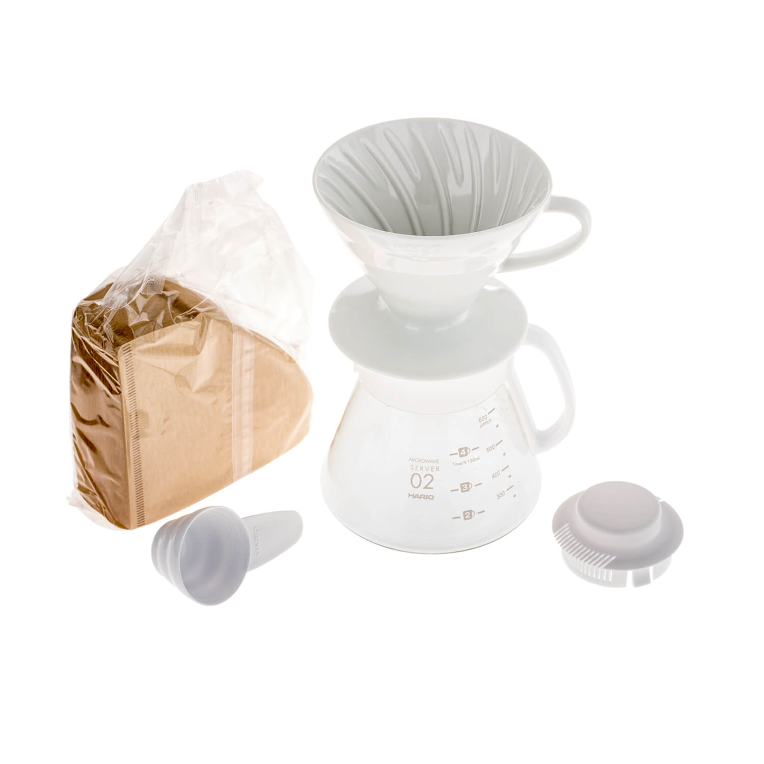 Hario V60-02 - Pour Over Kit - Keramický - Biely Set