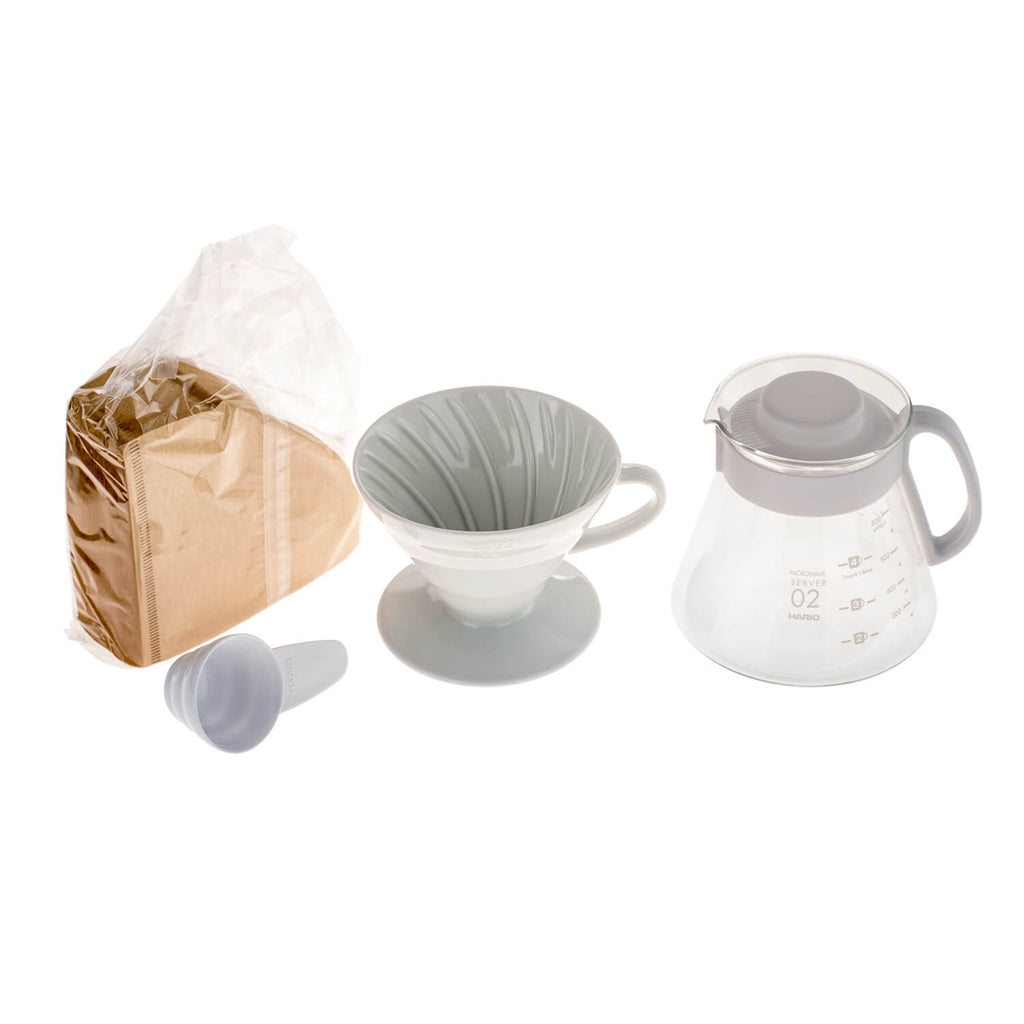 Hario V60-02 - Pour Over Kit - Keramický - Biely Set